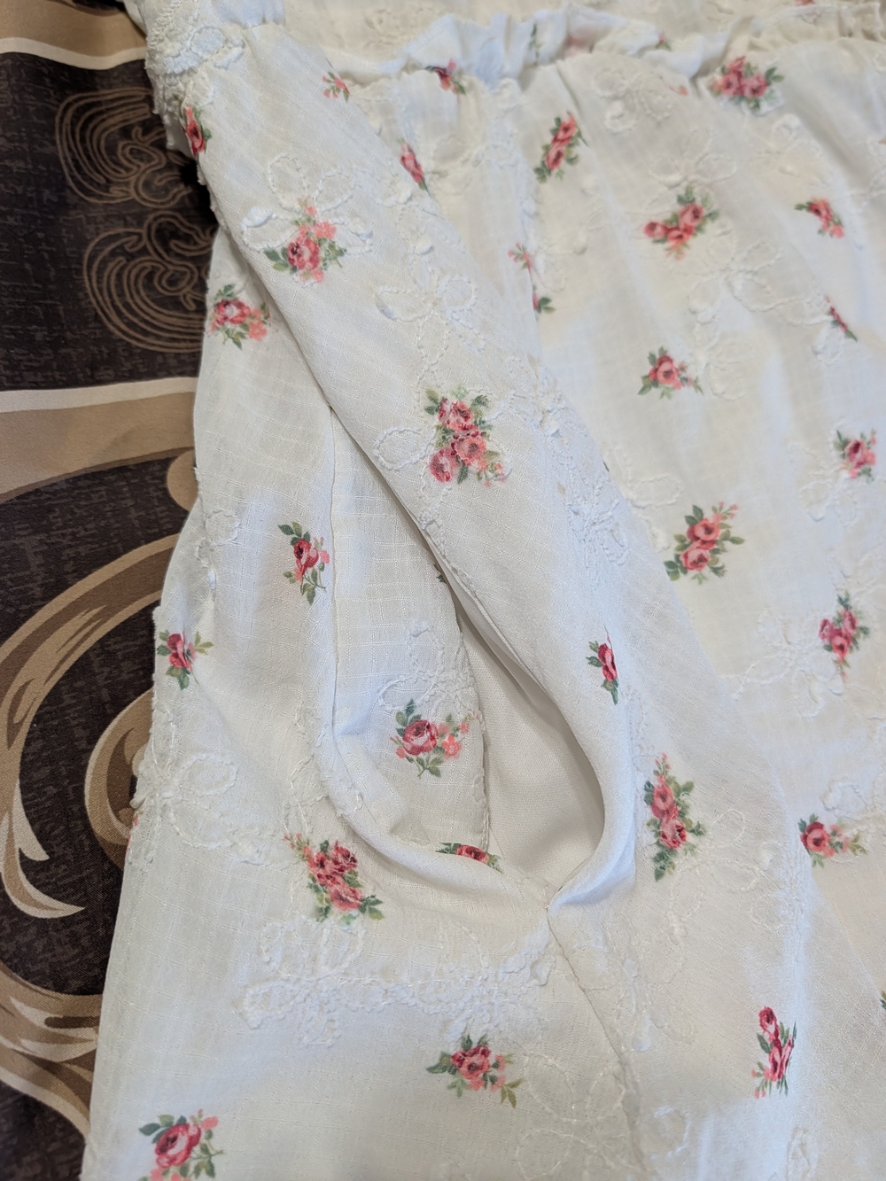 Altar'd State Ivory Dress with  Pink Floral Print With Pockets - Picture 4 of 11